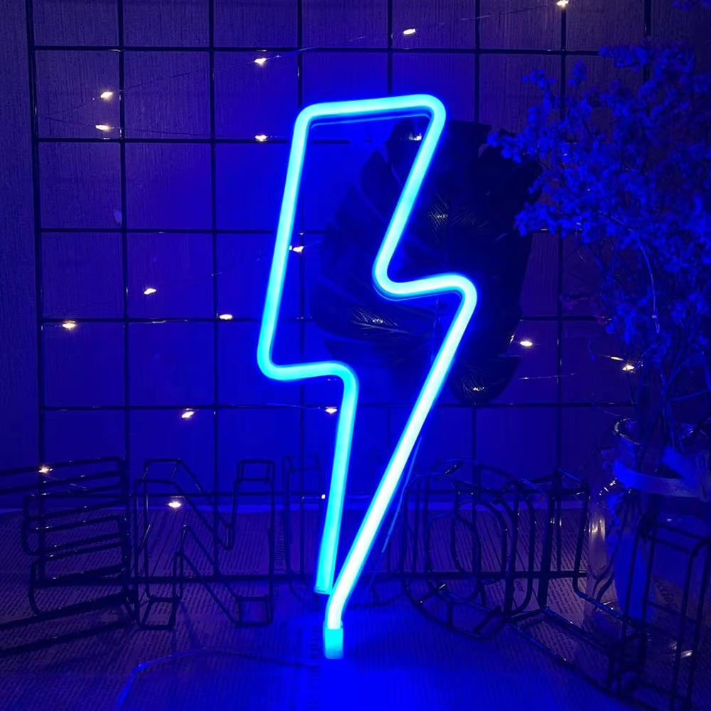 Led Neon Light Lightning Shaped Neon Sign for Room Home Party Wedding Wall Decoration Xmas Gift Neon Lamp Hanging Night Light