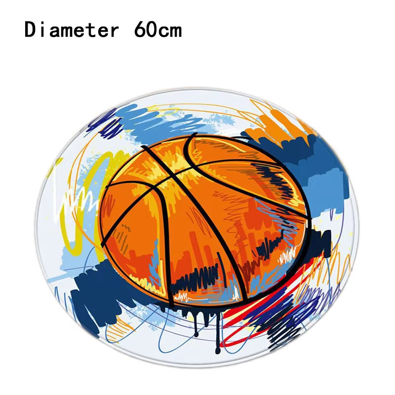 Ultra Soft Indoor Modern Area Rugs round Football Basketball Pattern Pad Computer Chair Mat Carpet Rug Home Decor for Bedroom