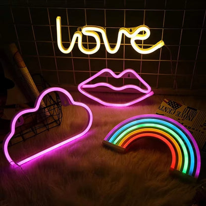 Led Neon Light Lightning Shaped Neon Sign for Room Home Party Wedding Wall Decoration Xmas Gift Neon Lamp Hanging Night Light