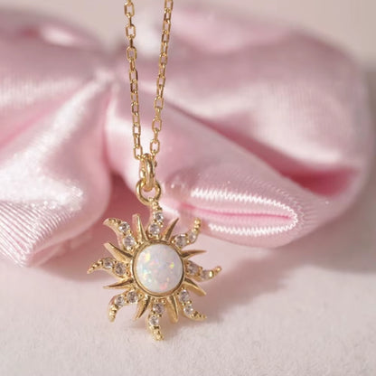 Rapunzel Sun Necklace, Woman Jewelry ,Fashion Wedding Party Accessories Gold Plated, Opal Sun Pendant ,Rapunzel Choker, Gift