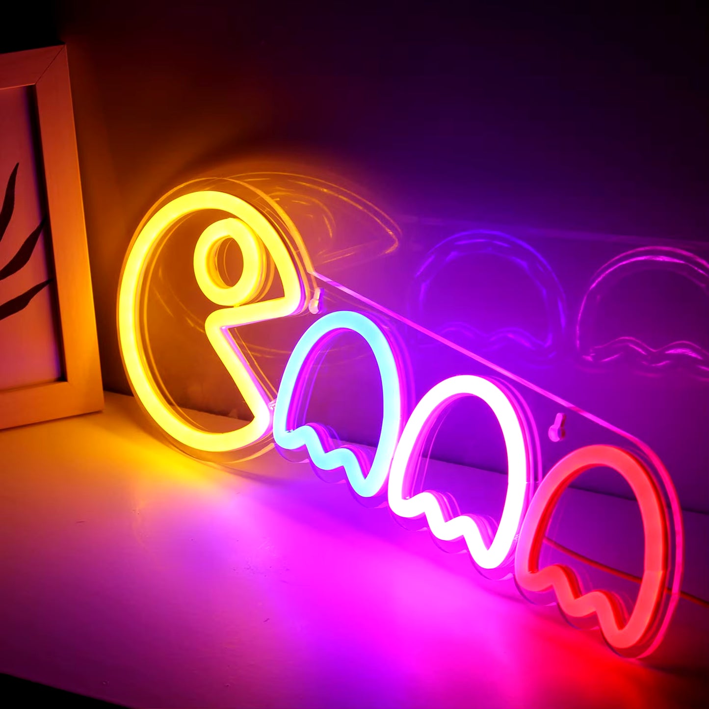 Ghost Neon Signs LED Sign Gamer Room Decor, Neon Signs for Wall, Usb/Switch Ghost Neon Light for Gaming Birthday Christmas Gift