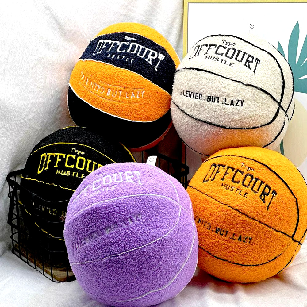 1Pc Basketball Throw Pillow Plush Toy Creative Offcourt Basketball Pillow Gift for Basketball Fans Home Bedroom Ball Doll Pillow