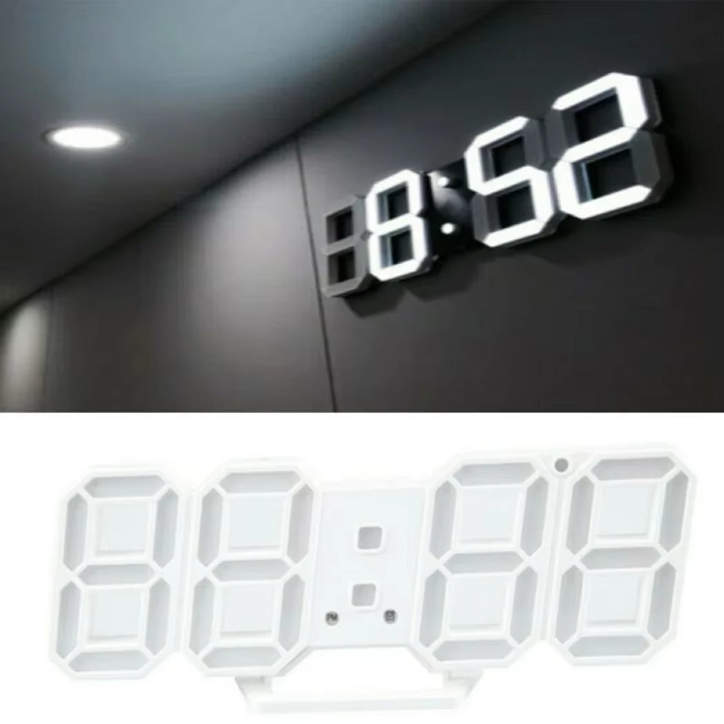 3D LED Digital Clock Wall Deco Glowing Night Mode Adjustable Electronic Table Clock Wall Clock Decoration Living Room LED Clock