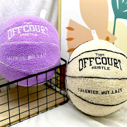 1Pc Basketball Throw Pillow Plush Toy Creative Offcourt Basketball Pillow Gift for Basketball Fans Home Bedroom Ball Doll Pillow