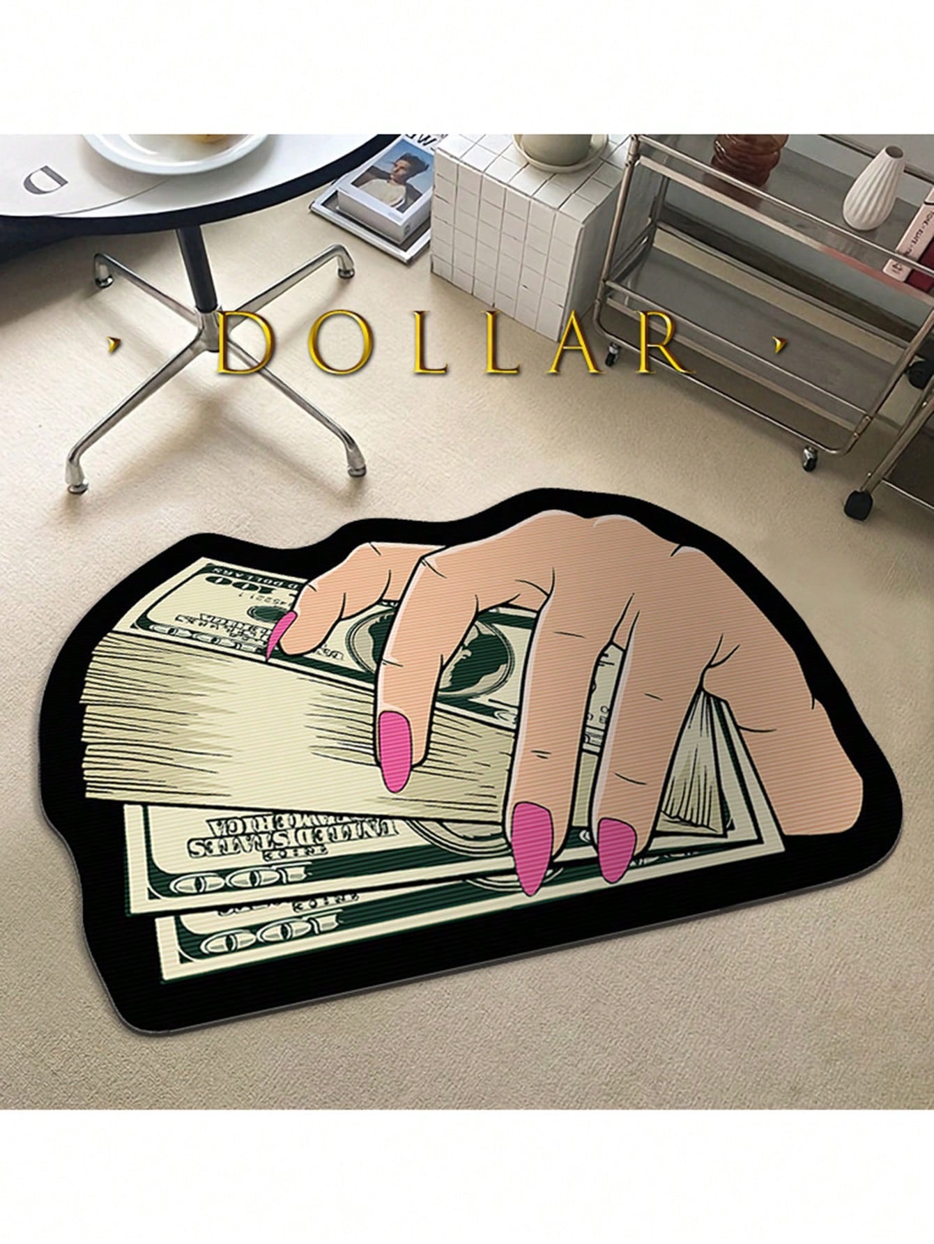 2024 New Creative USD 3D Funny Design! New USD Bill Mat, Gift Decoration, Creative Living Room Carpet Bedroom Bedside Mat Entrance Door Mat Anti-Skid and Dirty-Resistant, New Arrival with Multiple Patterns ,Room Decor